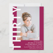 Moderne DERDE Foto 30th Birthday Party Invitation Kaart (Voorkant)