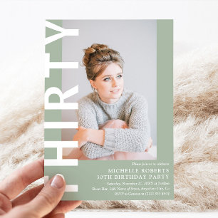 Moderne DERDE Foto 30th Birthday Party Invitation Kaart