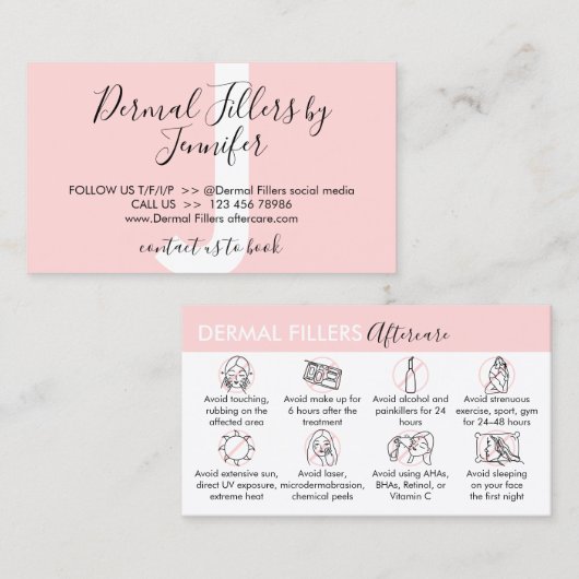 Moderne dermale vulstoffen nazorg visitekaartje (Voorkant / Achterkant)