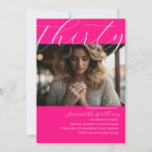 Moderne Dertig Roze Foto 30e verjaardag uitnodigin Kaart (Voorkant)