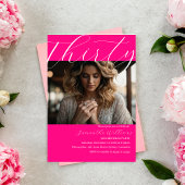 Moderne Dertig Roze Foto 30e verjaardag uitnodigin Kaart