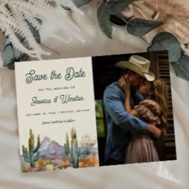 Moderne Desert Cactus Foto Bewaar de Datum Briefkaart