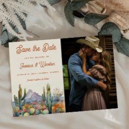 Moderne Desert Cactus Foto Bewaar de Datum Briefkaart