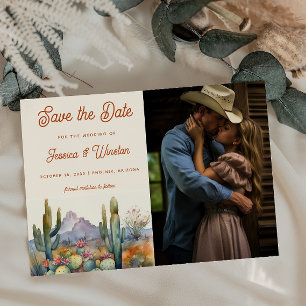 Moderne Desert Cactus Foto Bewaar de Datum Briefkaart