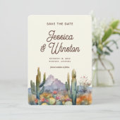 Moderne Desert Cactus Foto Bewaar de Datum Kaart (Staand voorkant)