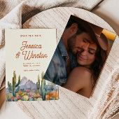 Moderne Desert Cactus Foto Bewaar de Datum Kaart