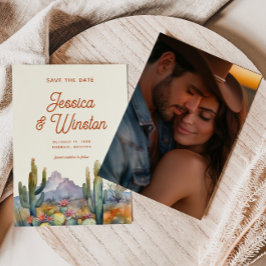 Moderne Desert Cactus Foto Bewaar de Datum Kaart