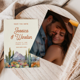 Moderne Desert Cactus Foto Bewaar de Datum Kaart