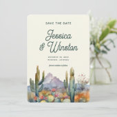 Moderne Desert Cactus Foto Bewaar de Datum Kaart (Staand voorkant)