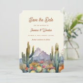 Moderne Desert Cactus Foto Bewaar de Datum Kaart (Staand voorkant)