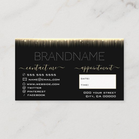 Moderne Design Chic Cream Light Gold Effect Makeup Visitekaartje (Achterkant)