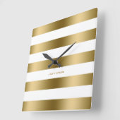 Moderne design Gold Stripes over witte achtergrond Vierkante Klok (Hoek)