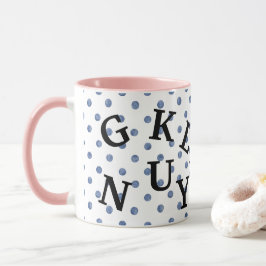 Moderne design polka stippen met zwarte tekst Blau Mok