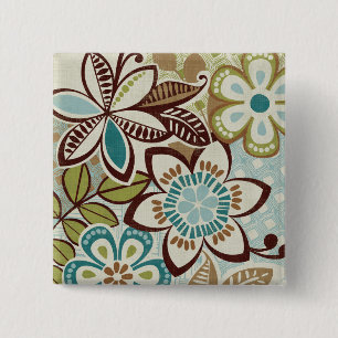 Moderne Design van Floral Vierkante Button 5,1 Cm