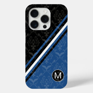 Moderne designer damast monogram strepen iPhone 15 pro case