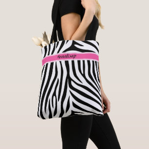 Moderne designer gepersonaliseerde zebra stripe Da Tote Bag