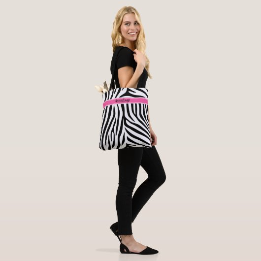 Moderne designer gepersonaliseerde zebra stripe Da Tote Bag (Op model)