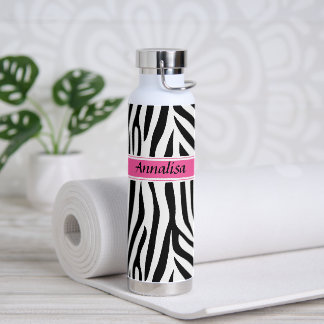 Moderne designer gepersonaliseerde zebra stripe Da Waterfles