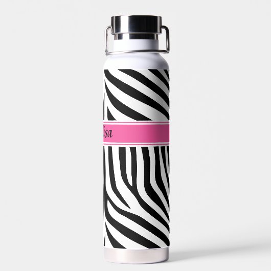 Moderne designer gepersonaliseerde zebra stripe Da Waterfles (Achterkant)
