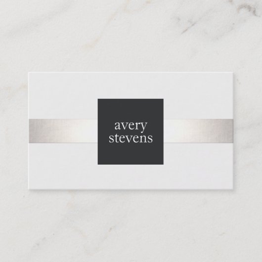 Moderne Designer Zilver Gestreept Zwart-wit Visitekaartje (Voorkant)