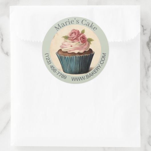 Moderne Dessert Baker Cake Cateraar Cupcake Bakker Ronde Sticker (Tas)