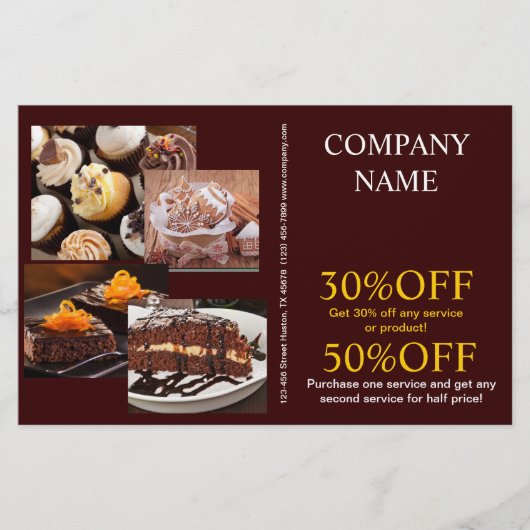 Moderne dessert cake cupcake bakker bakkerij flyer (Voorkant)