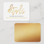 Moderne details in goud folie schrift informatiekaartje (Voorkant / Achterkant)