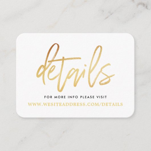 Moderne details in goud folie schrift informatiekaartje (Voorkant)