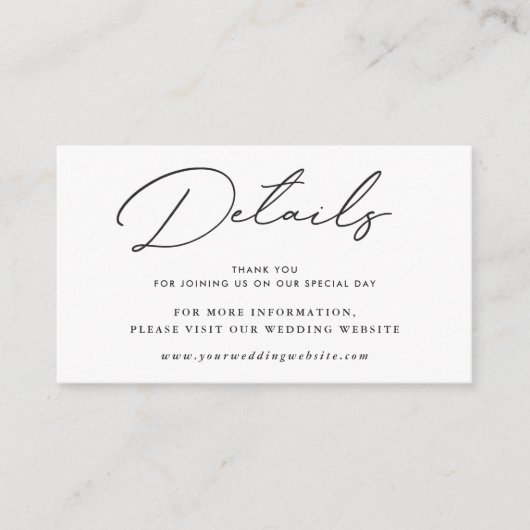 Moderne details over elegant Black en White Weddin Informatiekaartje (Voorkant)