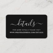 Moderne details van zwart-wit eenvoudig script informatiekaartje (Voorkant)