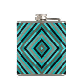 Moderne diagonale checker tinten groen, monogram heupfles (Achterkant)