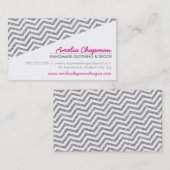 MODERNE diagonale chevron faux zilver glitter roze Visitekaartje (Voorkant / Achterkant)
