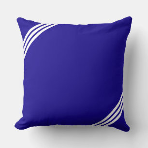 Moderne diagonale lijnen in blauw en wit kussen