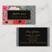 Moderne diagonale strepen Elegante bloemige schoon Visitekaartje (Voorkant / Achterkant)