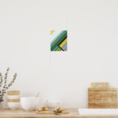 Moderne diagonale strepen in groen, geel en grijs poster (Keuken)