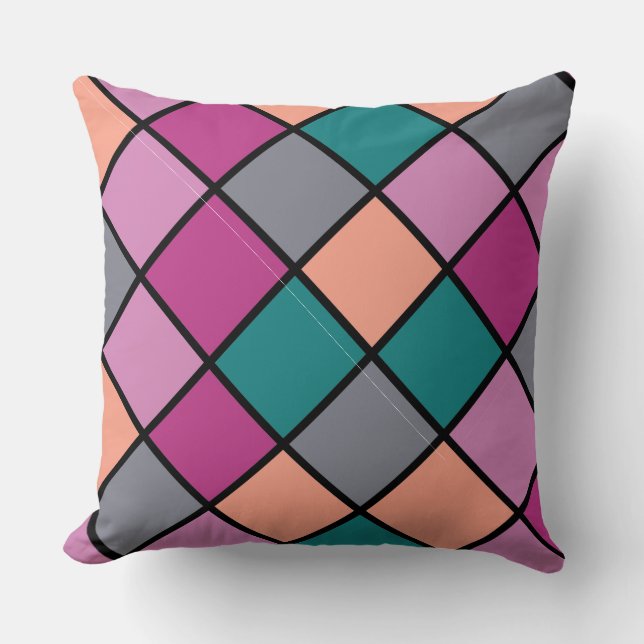 Moderne diagonale tegels 5 kleuren kussen (Voorkant)