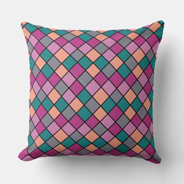 Moderne diagonale tegels 5 kleuren kussen (Voorkant)