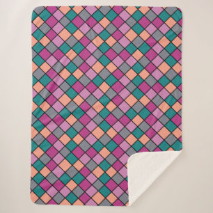 Moderne diagonale tegels 5 kleuren sherpa deken