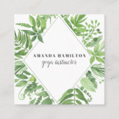 Moderne diamant Waterverf weide groen gebladerte Vierkante Visitekaartje (Voorkant)