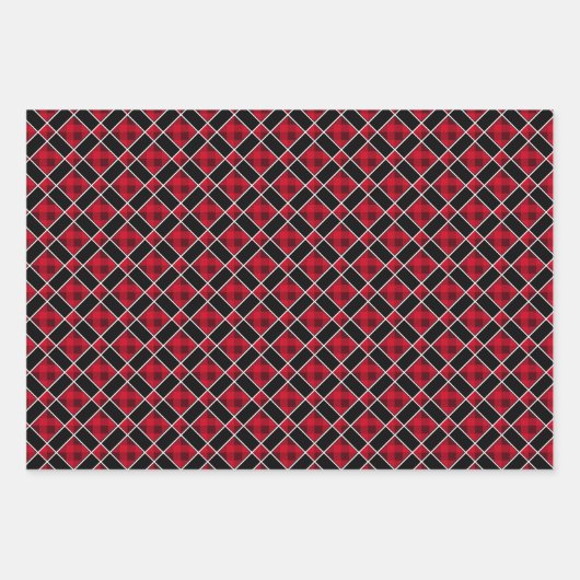 Moderne diamant, zwart-wit en rood inpakpapier vel (Voorkant)