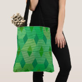 Moderne diamantafdruk uit de middeneeuw, geelgroen tote bag (Dichtbij)