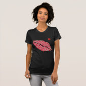 Moderne diamanten op rode lippen & hart t-shirt (Voorkant volledig)