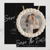 Moderne diamanten trouwfoto save the date kaart (Voorkant / Achterkant)