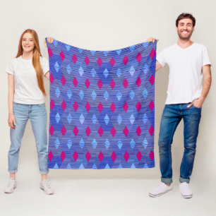 Moderne diamantprinter, kobalt blauw fleece deken