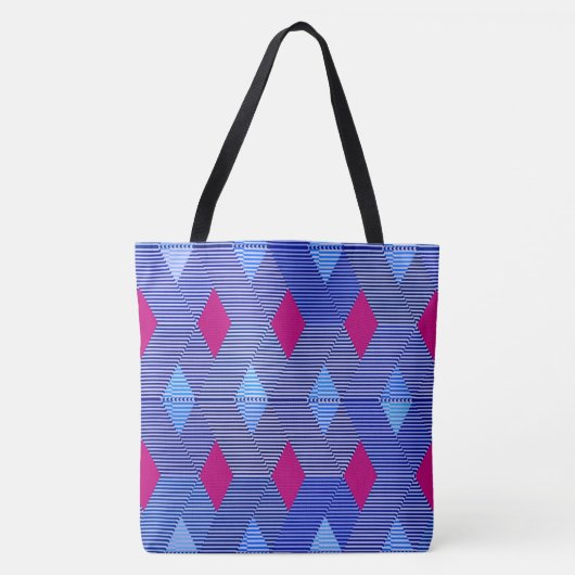Moderne diamantprinter, kobalt blauw tote bag (Voorkant)