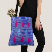 Moderne diamantprinter, kobalt blauw tote bag (Dichtbij)