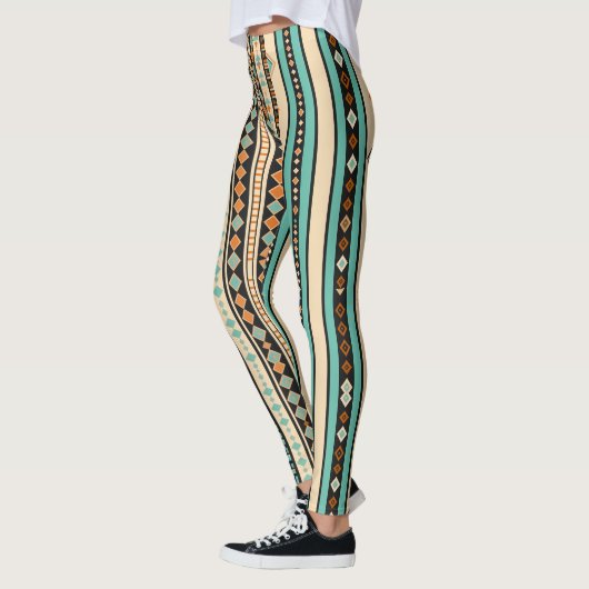 Moderne Diamond Stripe Blue Cream Leggings (Links)