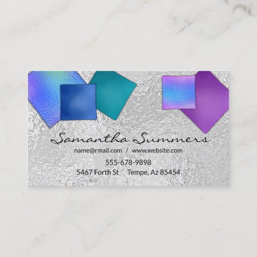 Moderne Dichroic Fused Glass Art Wit Visitekaartje (Achterkant)