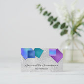 Moderne Dichroic Fused Glass Art Wit Visitekaartje (Staand voorkant)