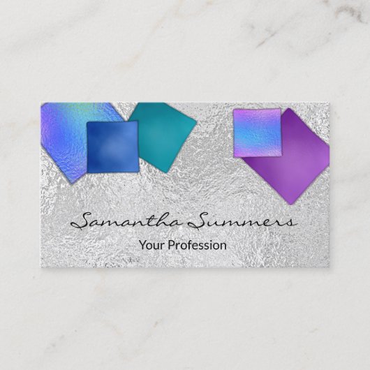 Moderne Dichroic Fused Glass Art Wit Visitekaartje (Voorkant)